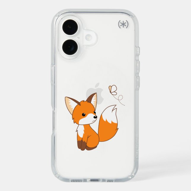 Cute Little Fox Watching Butterfly Speck iPhone Case (Front)
