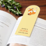 Cute Little Fox Watching Butterfly Yellow Bookmarks<br><div class="desc">Cute little cartoon fox kit with large ears and bushy tail is watching a fluttering butterfly. Customize with your own text.</div>