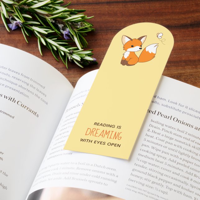 Cute Little Fox Watching Butterfly Yellow Bookmarks (Book)