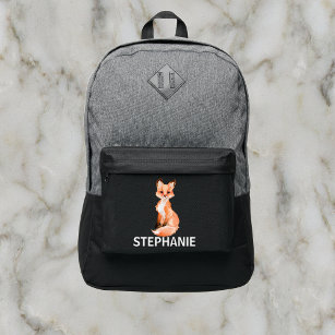 Cute Little Fox Watercolor personalized Name Port Authority® Backpack