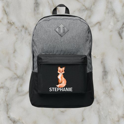 Cute Little Fox Watercolor personalized Name Port Authority Backpack