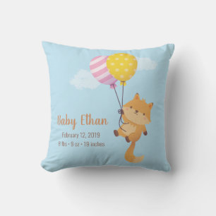 Cute Little Fox with Balloons Baby Nursery Decor Throw Pillow
