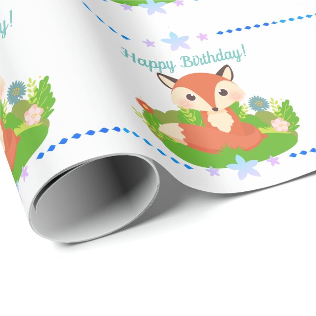 Cute Little Fox Wrapping Paper (Roll Corner)