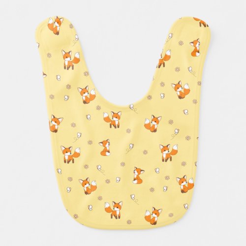 Cute Little Fox Yellow Pattern Baby Bib