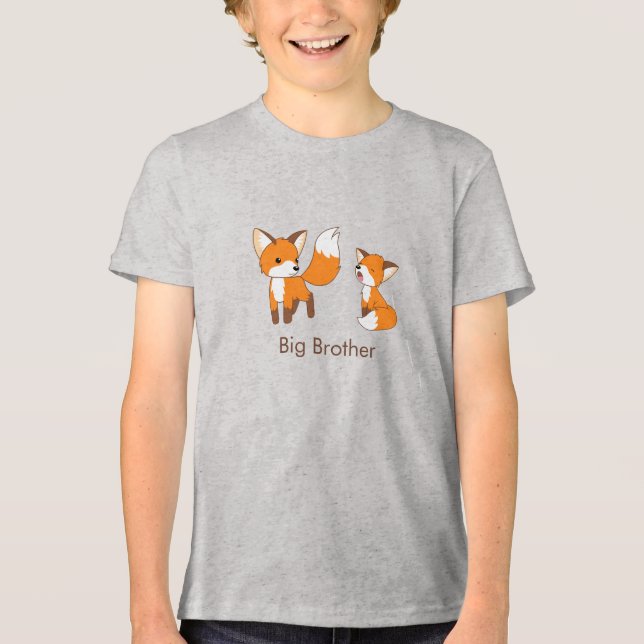 Cute Little Foxes - Big Brother Tri-Blend Shirt (Front)