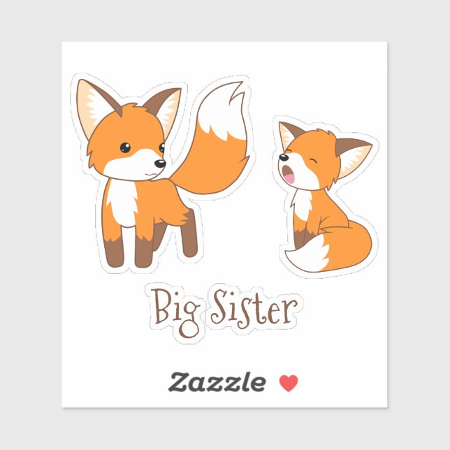 Cute Little Foxes - Big Sister Sticker (Sheet)