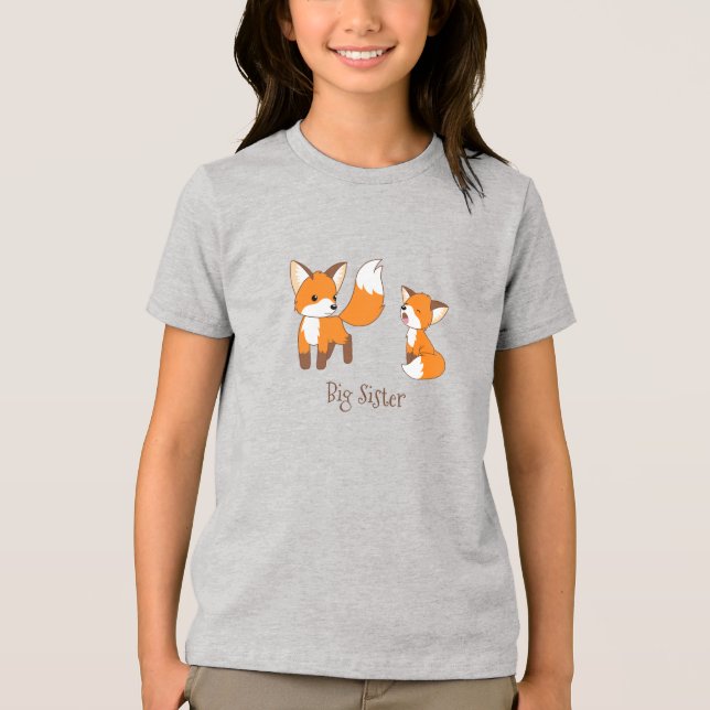 Cute Little Foxes - Big Sister Tri-Blend Shirt (Front)