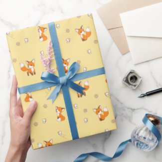 Cute Little Foxes on Yellow