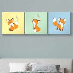 Cute Little Foxes Set of 3 Acrylic Photo Tile