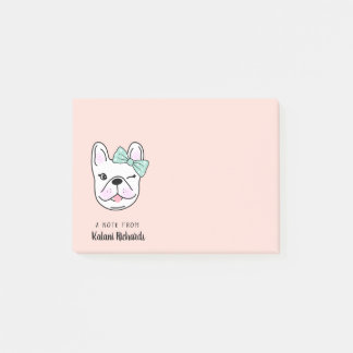 Cute Little French Bulldog | Peach | Personalized Post-it Notes