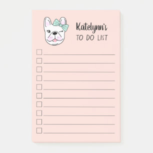 Cute Little French Bulldog   Peach   Personalized Post-it Notes