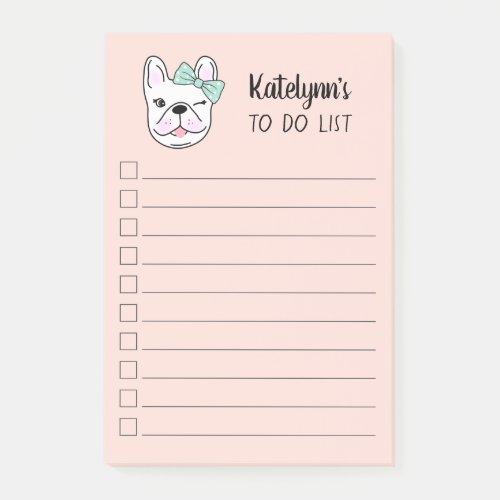 Cute Little French Bulldog  Peach  Personalized Post_it Notes