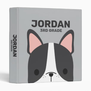 Cute Little French Bulldog with Personalized Name 3 Ring Binder