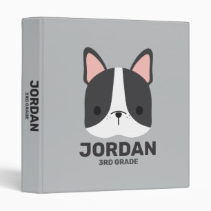 Cute Little French Bulldog with Personalized Name 3 Ring Binder