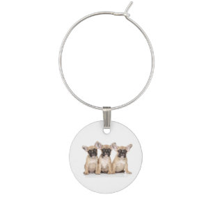 Cute Little French Bulldogs Wine Charm