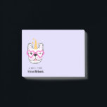 Cute Little Frenchie Personalized | Purple Post-it Notes<br><div class="desc">These adorable Post-It Notes feature a French Bulldog with a unicorn horn,  wearing heart sunglasses!  Easy to customize the text for fun,  personalized notes!  Great for the Frenchie lover,  dog lover,  or anyone else!</div>