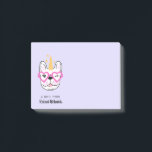Cute Little Frenchie Personalized | Purple Post-it Notes<br><div class="desc">These adorable Post-It Notes feature a French Bulldog with a unicorn horn,  wearing heart sunglasses!  Easy to customize the text for fun,  personalized notes!  Great for the Frenchie lover,  dog lover,  or anyone else!</div>
