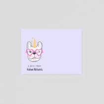 Cute Little Frenchie Personalized | Purple Post-it Notes