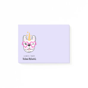 Cute Little Frenchie Personalized | Purple Post-it Notes