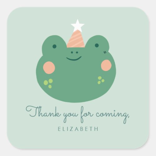 Cute Little Frog Birthday Square Sticker