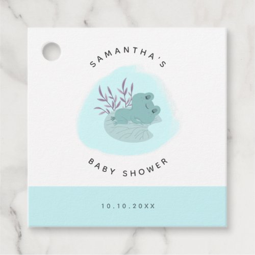 Cute Little Frog Sleeping Watercolor Baby Shower  Favor Tags