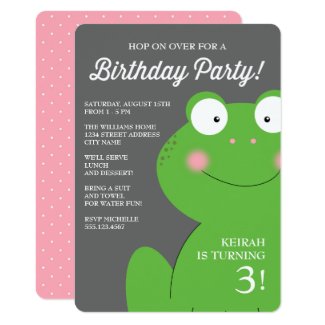 Cute Little Froggy Birthday Party Invite / Pink