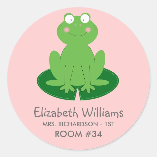 Cute Little Froggy Classroom Name Tag Label (Front)