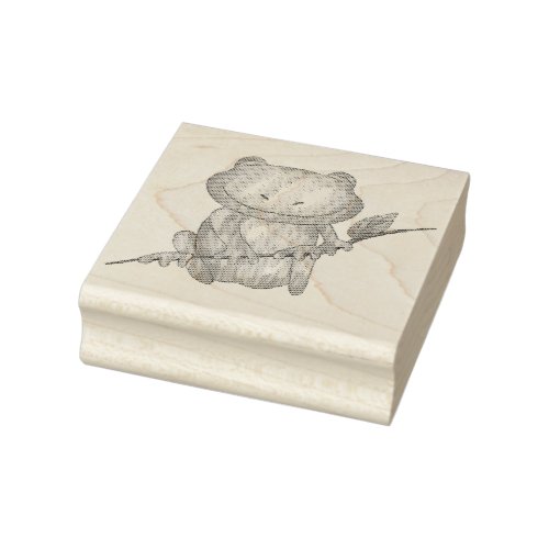 Cute Little Froggy  Wood Art Stamp