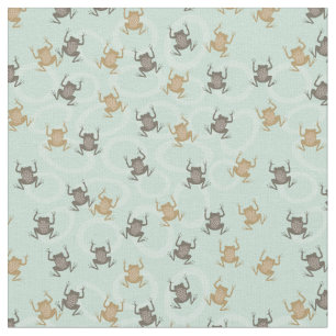Cute Little Frogs Natural Green Fabric
