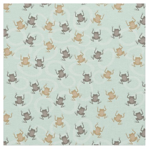 Cute Little Frogs Natural Green Fabric