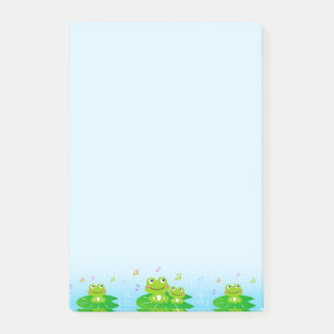 Cute Little Frogs on Light Blue Notes