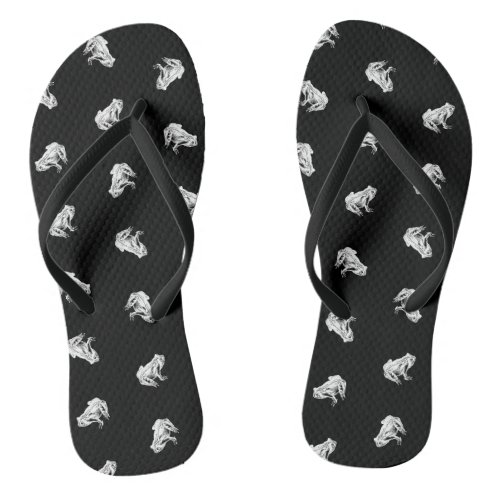 Cute Little Frogs Pattern Frog Art Design Black Flip Flops