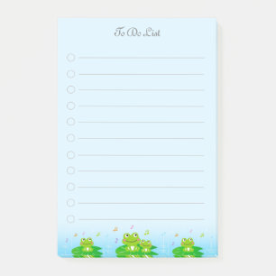 Cute Little Frogs To Do List on Light Blue Post-it Notes