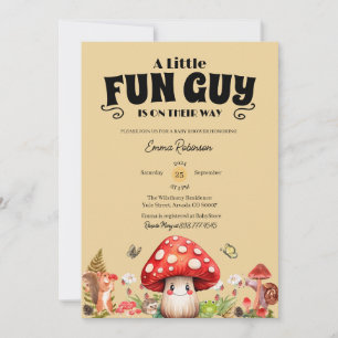 Cute Little FunGuy Fall Snail Mushroom Baby Shower Invitation