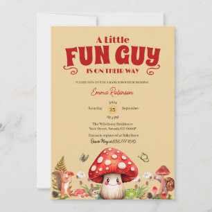 Cute Little FunGuy Fall snail Mushroom Baby Shower Invitation