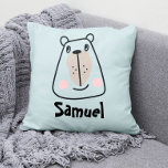Cute little funny bear personalized throw pillow<br><div class="desc">Funny,  little bear. Cute pillow with name for your nursery or kids bedroom.</div>