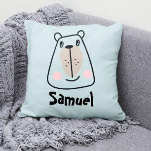 Cute little funny bear personalized throw pillow