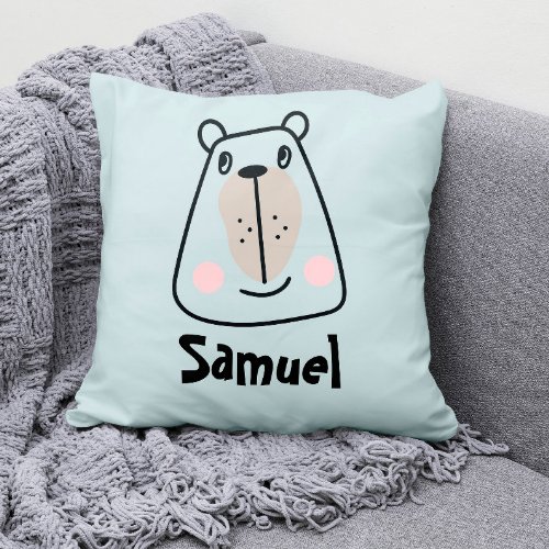 Cute little funny bear personalized throw pillow