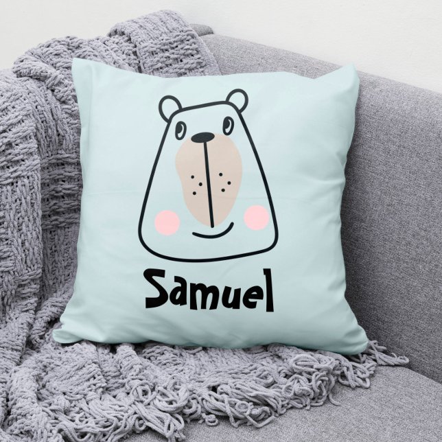 Cute little funny bear personalized throw pillow (Creator Uploaded)