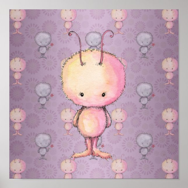 Cute Little Furry Monster Poster (Front)