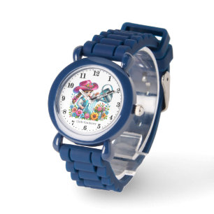 Cute little gardener girls watch
