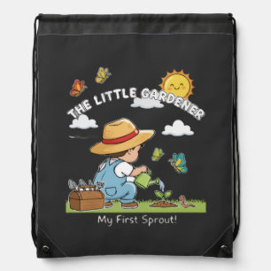Cute Little Gardener My First Sprout Cartoon Boy Drawstring Bag