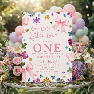 Cute Little Gem First Girl Birthday Invitation