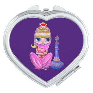 Cute Little Genie Girl in Pink & Magic Bottle Makeup Mirror