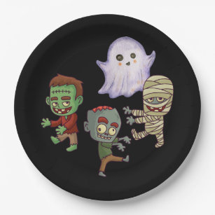 Cute Little GHost and Monsters Paper Plates