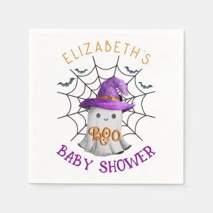 Cute little ghost and spiderweb BOO baby shower Napkins