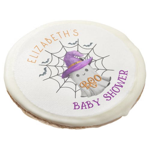 Cute little ghost and spiderweb BOO baby shower Sugar Cookie