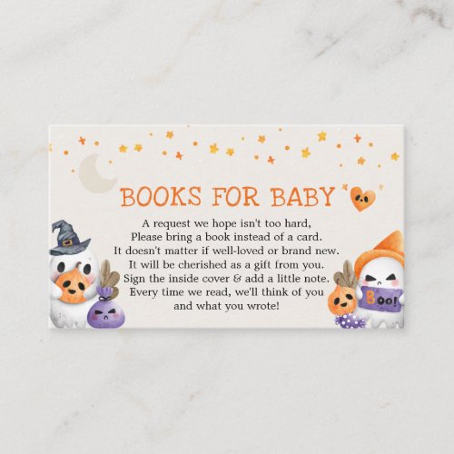 Cute Little Ghost Baby Shower Books for Baby Enclosure Card