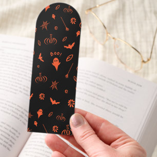 Cute Little Ghost Black and Orange Halloween Bookmarks