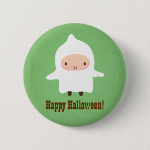 Cute Little Ghost Boy Costume Halloween Button